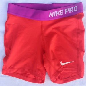 Girls Red & Purple Nike Pro Spandex